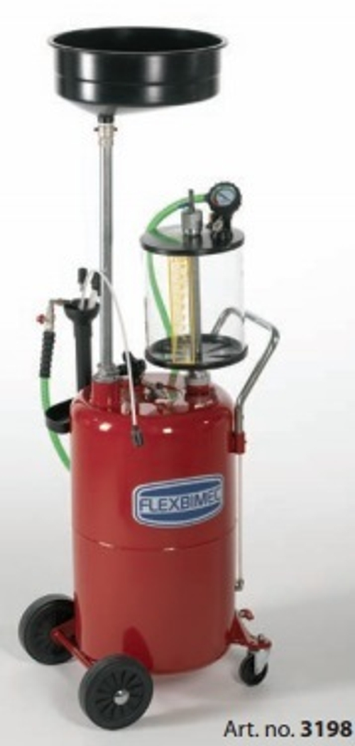 Wheeled tank capacity 80 l with inspection chamber 10 l. Pneumatic emptying of the tank