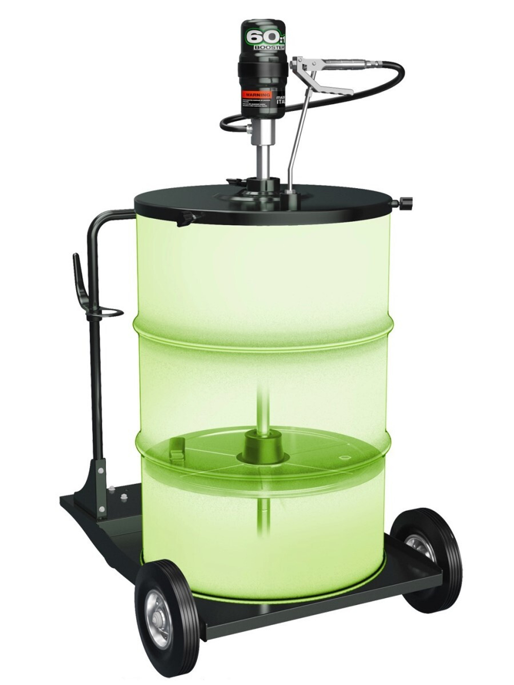 Комплект с насосом 3.5:1 для бочки 200 л на тележке и катушкой