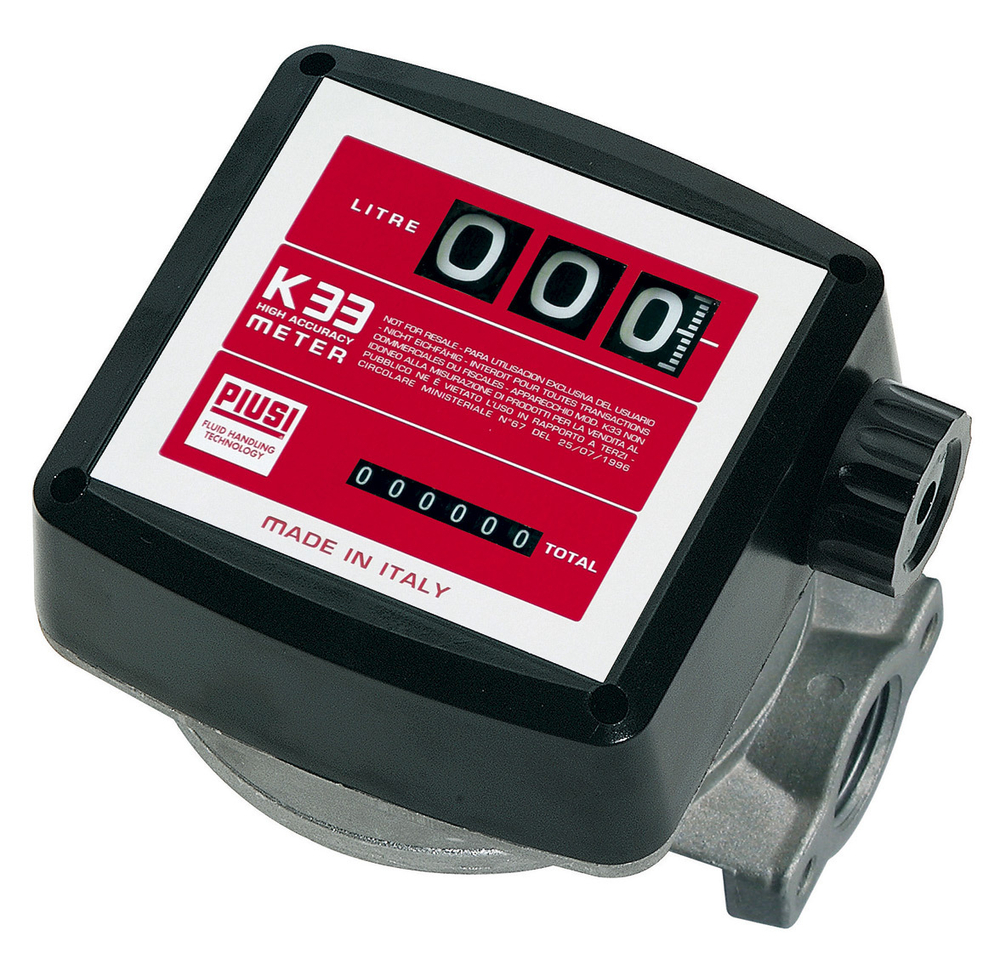 K33 ver. C дизель - 3-х разрядный механический счетчик дизельного топлива, 20-120 л/мин