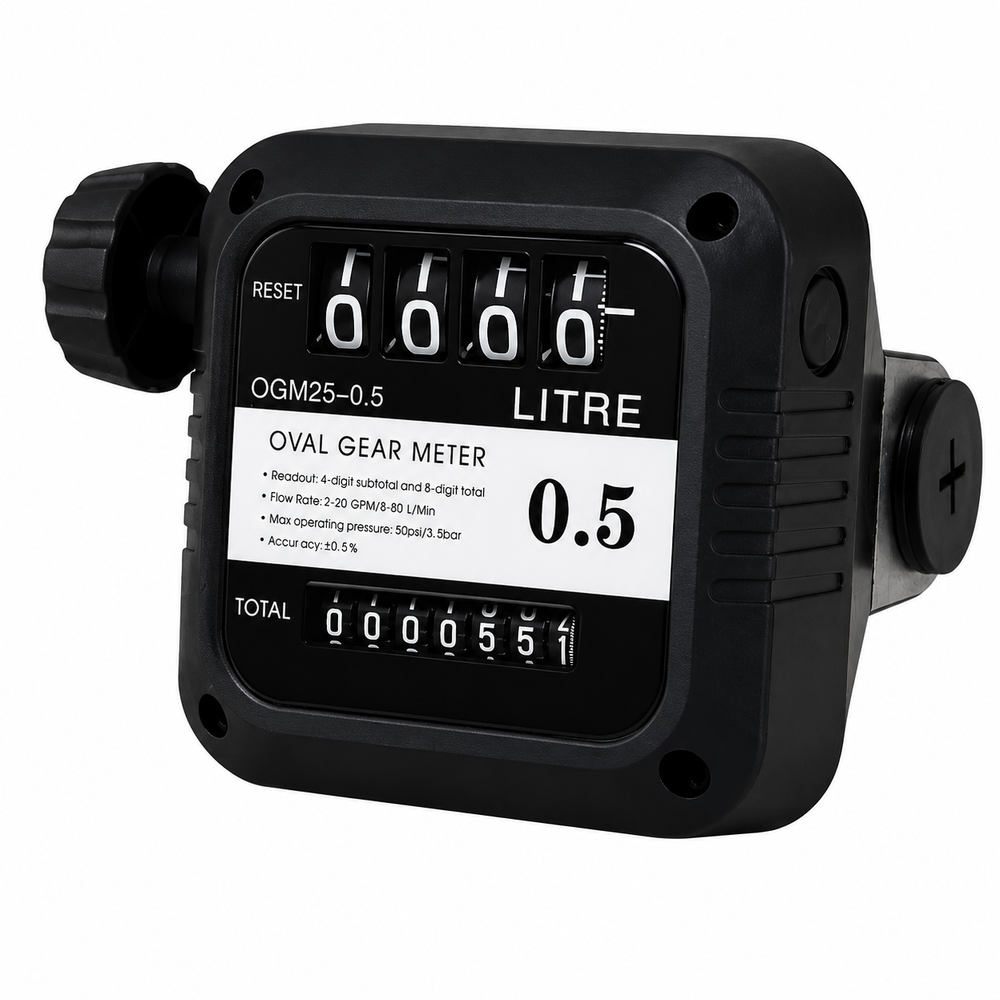 OGM25-0.5 - 4-х разрядный шестеренчатый механический счетчик, 1" BSP, 5-80 л/мин