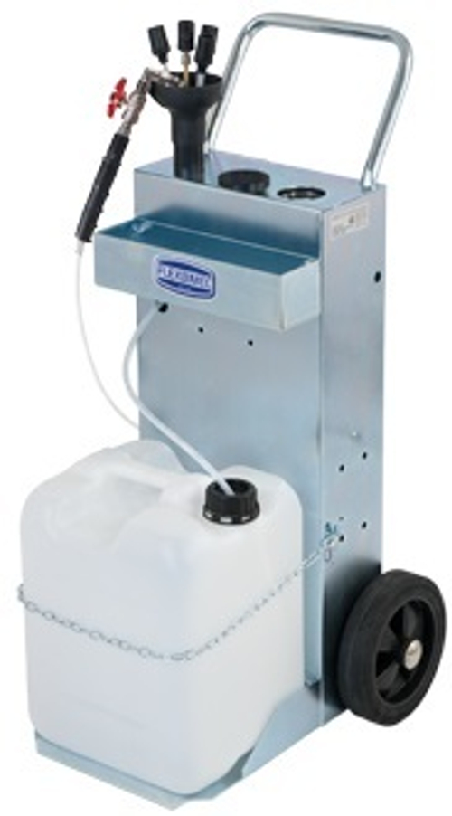 Wheeled petrol extractor for end-of-life vehicles