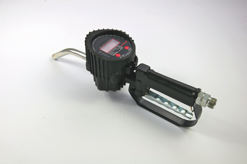 Цифровой расходомер с овальными шестернями, пистолетом, рез.шлангом и жест.носиком 90