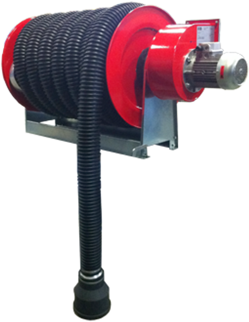 Automatic rewind, spring-driven hose reel, in painted steel, with electric centrifugal fun, provided