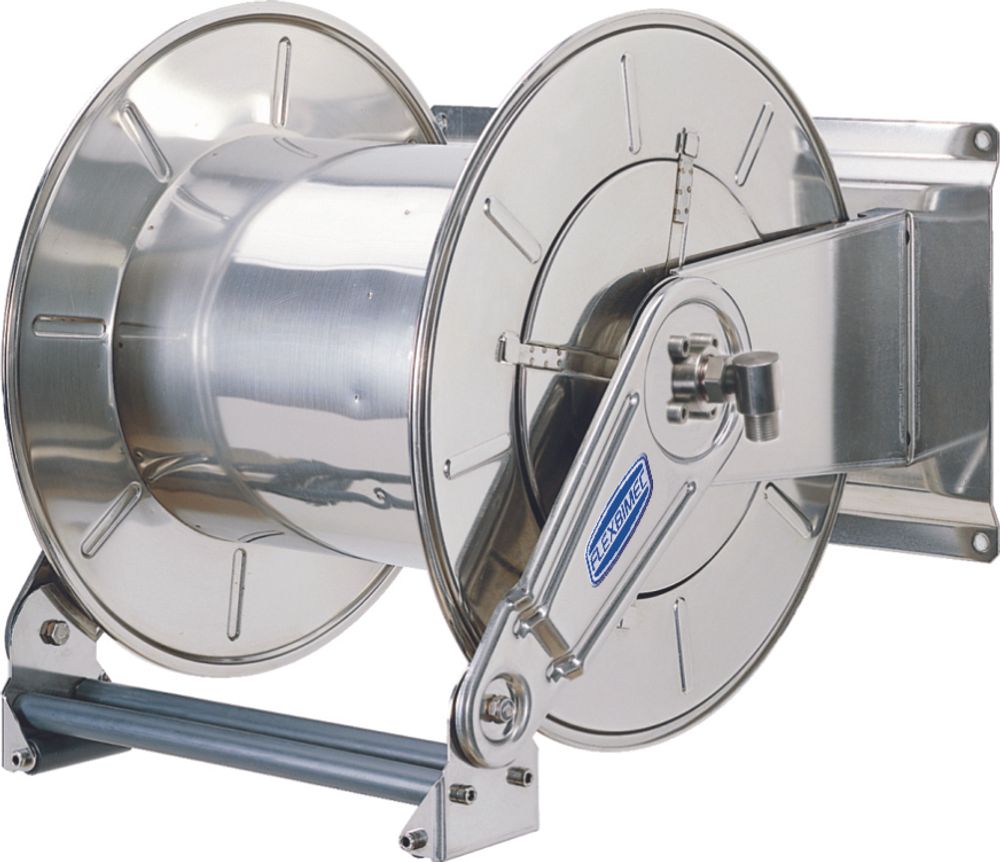 Twin spring driven stainless steel hose reel L. max 60 m without hose - Ø 1/2&quot;. Adjustable arm serie