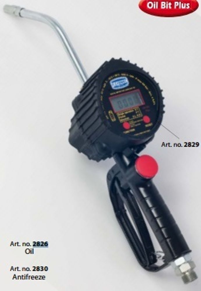 Oil digital meter series "OIL BIT PLUS" with filling nozzle Ø 12 mm, delivery gun with swivel adapto