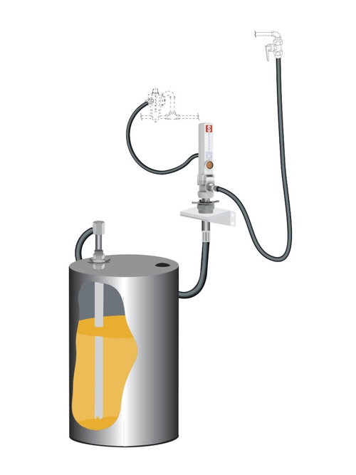 Комплект для откачки масла из бочки 205 л с насосом PM2 3:1, монтаж на стену